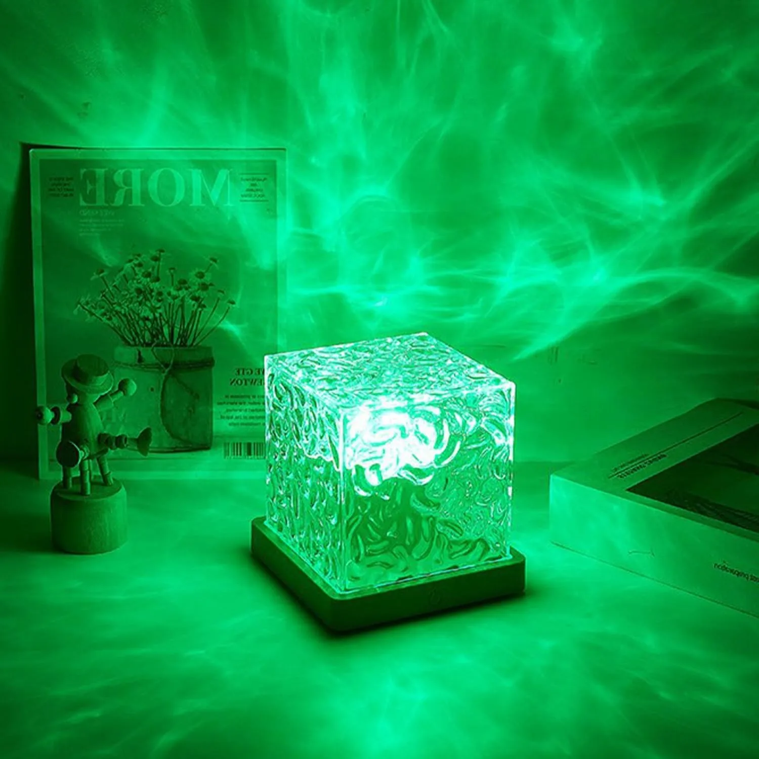 Ocean Wave Projector Light, 16-Color Luminor the Cube Lamp & App Remote, 3D Holographic Water Ripple Romantic Ambient Lighting