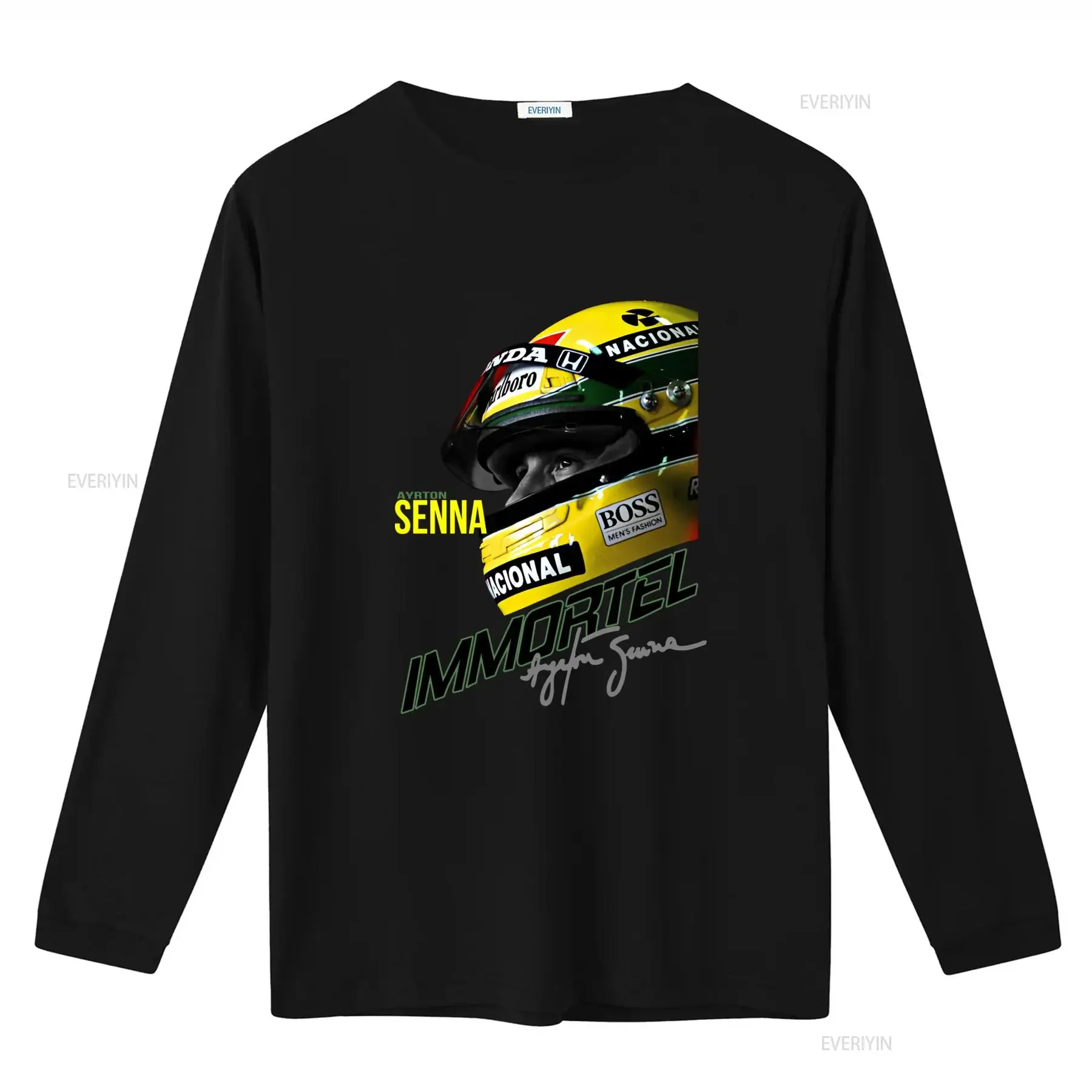 The Legend Ayrton Senna Men's Formula Fans T Shirt with Helmet Print Design vintage Washed Stretched streetwear Stylish