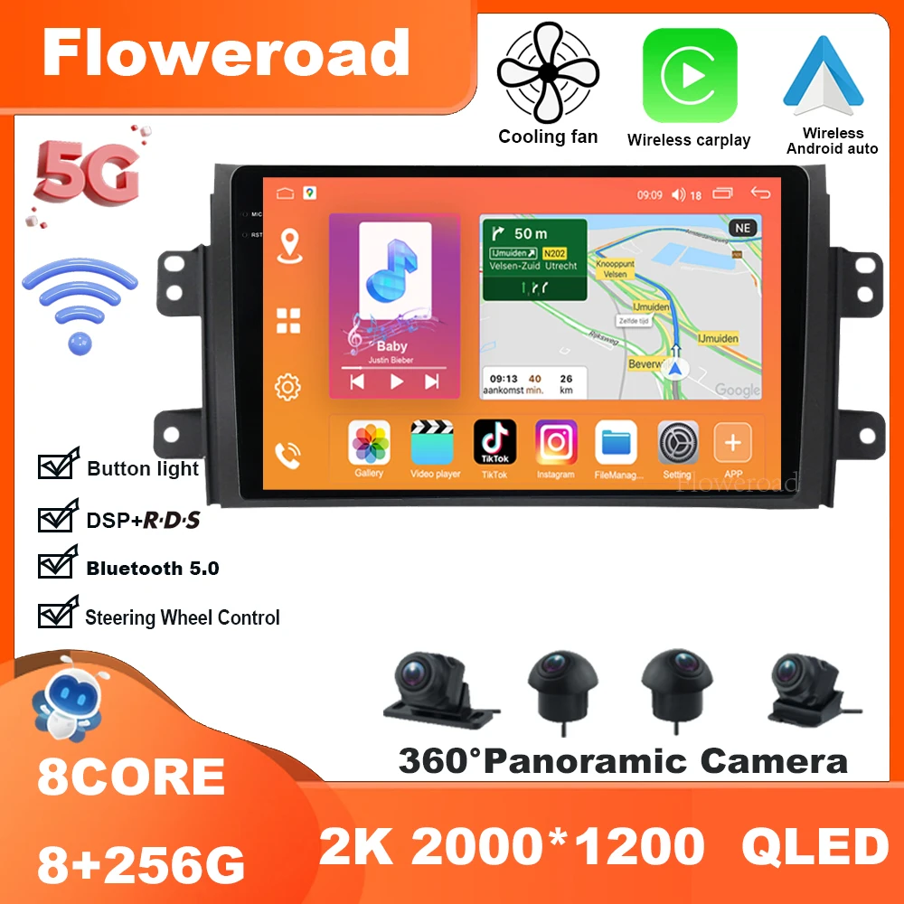 

9 Inch Android 13 For Suzuki SX4 1 2006-2014 Car Radio Multimedia Video Player Navigation stereo GPS Carplay Auto BT5.0 5GWiFi