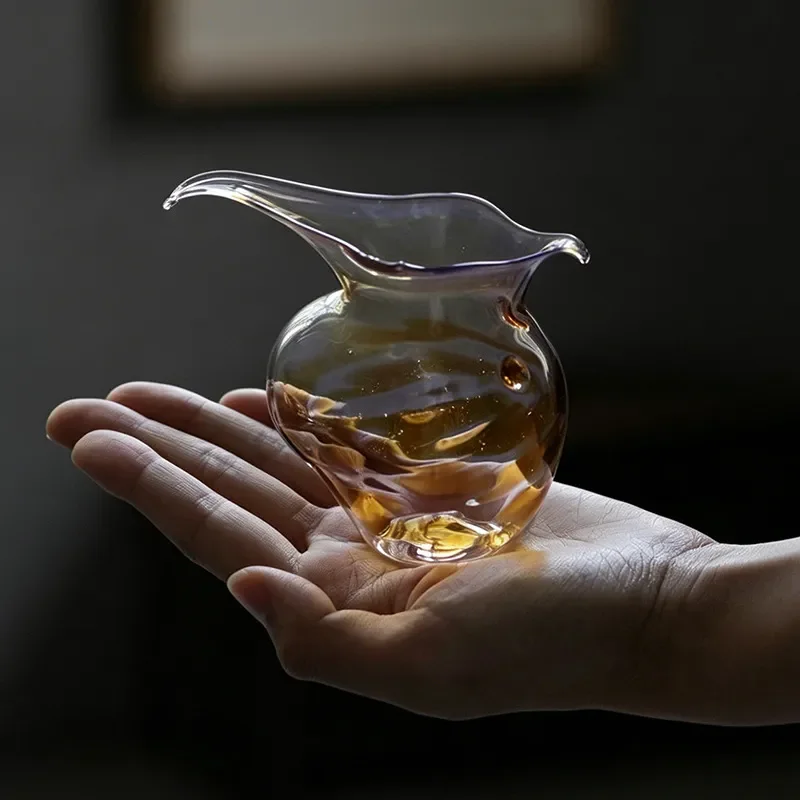 Handmade Phoenix Feather Fair Cup High Borosilicate Glass Kung Fu Tea Set Elegant Male Tea Sea for Traditional Chinese Tea