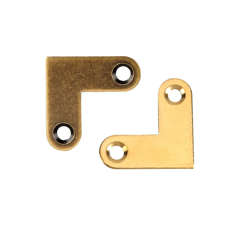 8Pcs L Shape Brass Flat Corner Bracket Joint Flat Corner Brace Plate Support Drawer Fixed Antique Corner