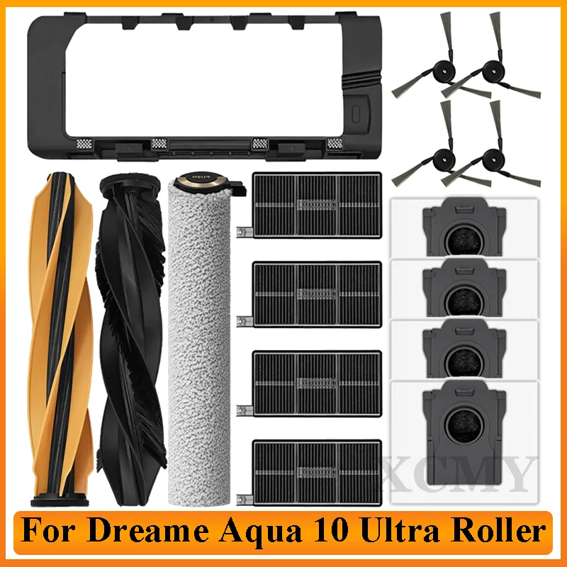 For（Dreame Aqua10 Roller / Aqua 10 Ultra Roller Complete/RLH31CE/RLH71DE）Vacuum Cleaner Main Brush HEPA Filter Bag Accessories