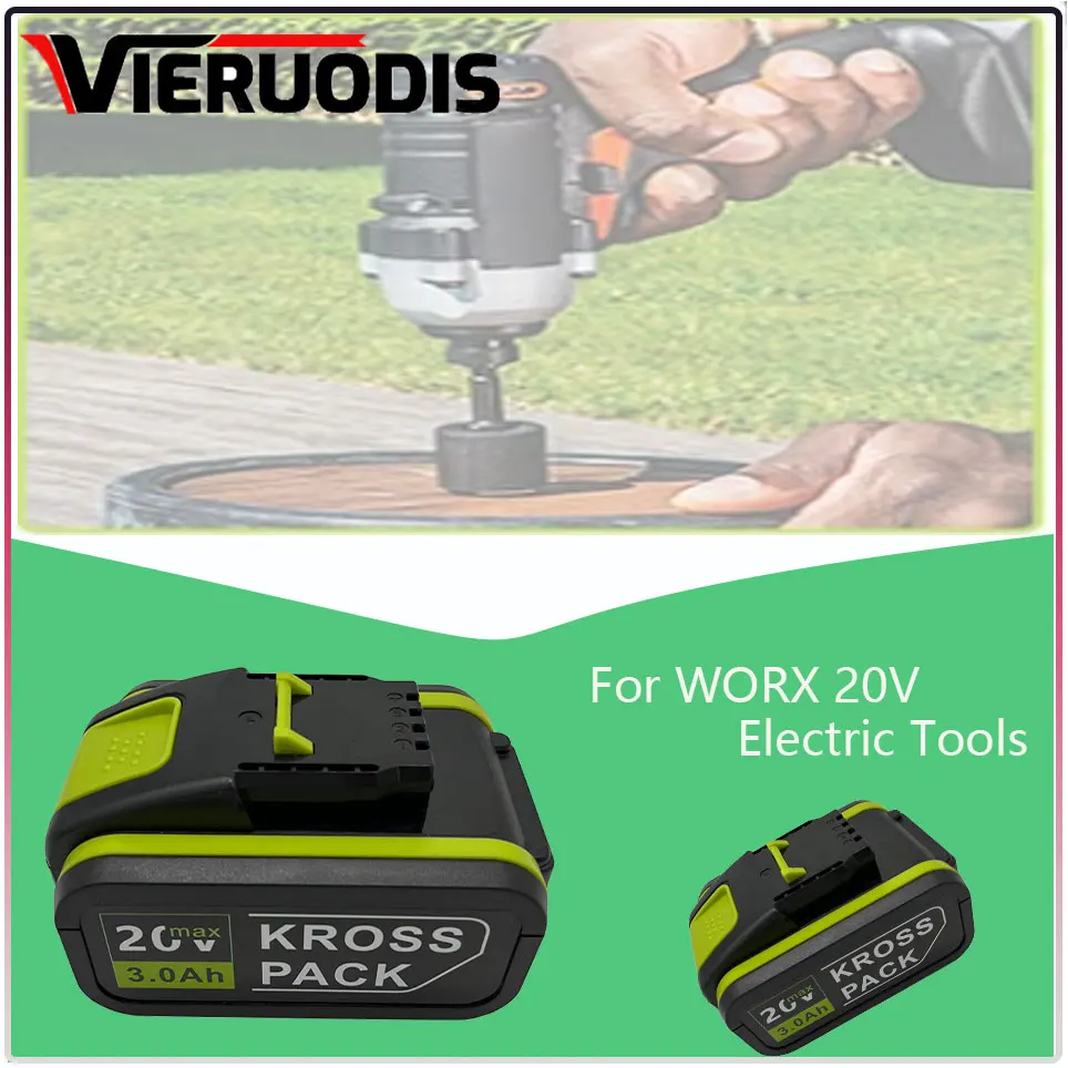 

Литий-ионный аккумулятор для Worx, 20 в, 3000 мАч, WA3553, WA3551, WA3551, WA3572, WA3553, WX390, WA3551, WX178, WU268