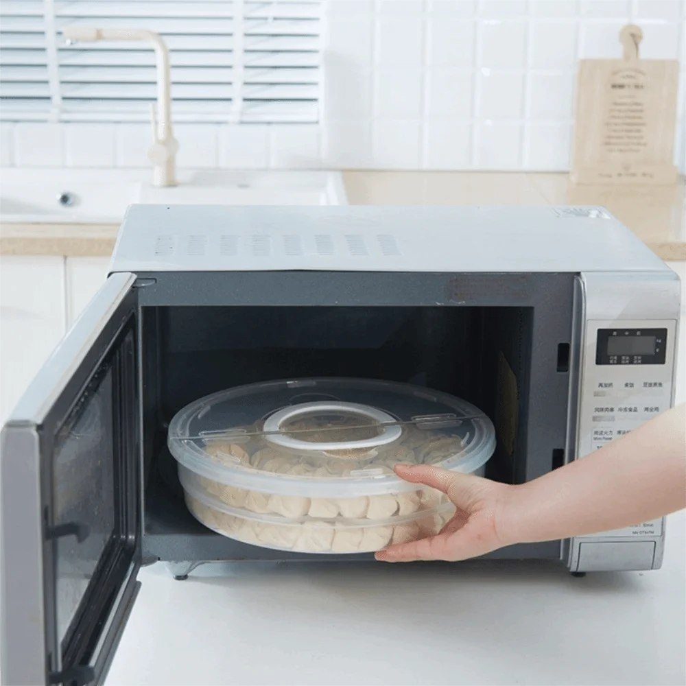 Clear Dumplings Organizer Multilayer Reusable Round Dumpling Box With Sealed Lid Space Saving Refrigerator Organizer Bin