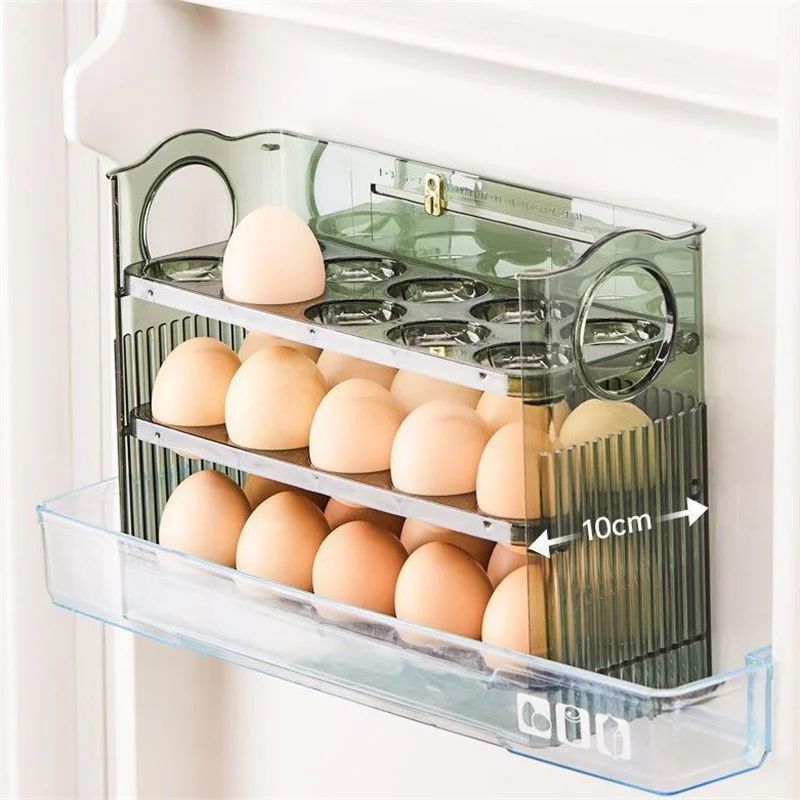 30 Grids Egg Storage Box Egg Case Holder Large Capacity Egg Tray Organizer Transparent Home Egg Container For Refrigerator