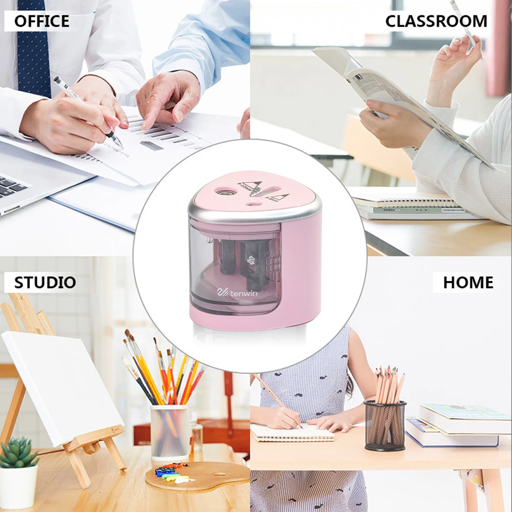 1pc Convenient Electric Double Hole Pencil Sharpener - Quick & Easy Sharpening for 6-12mm Pencils