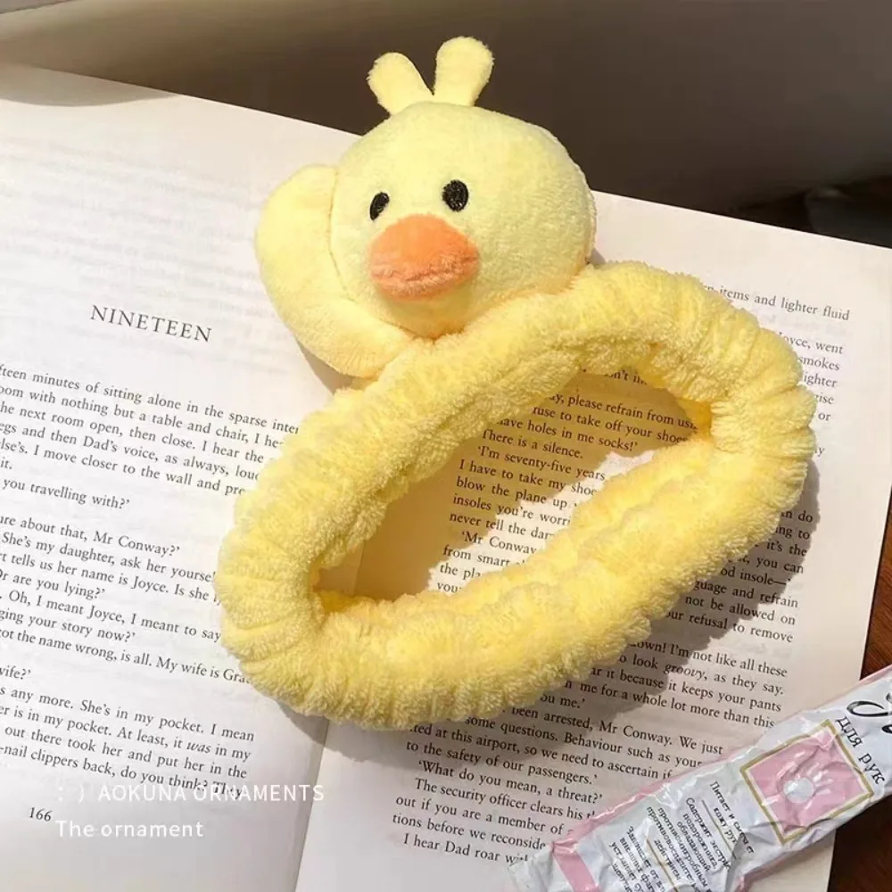 Diadema de pato amarillo pequeño para niños, tocado elástico, tocado de dibujos animados, diadema para lavar la cara, soporte para el cabello, herramientas de maquillaje para mujeres