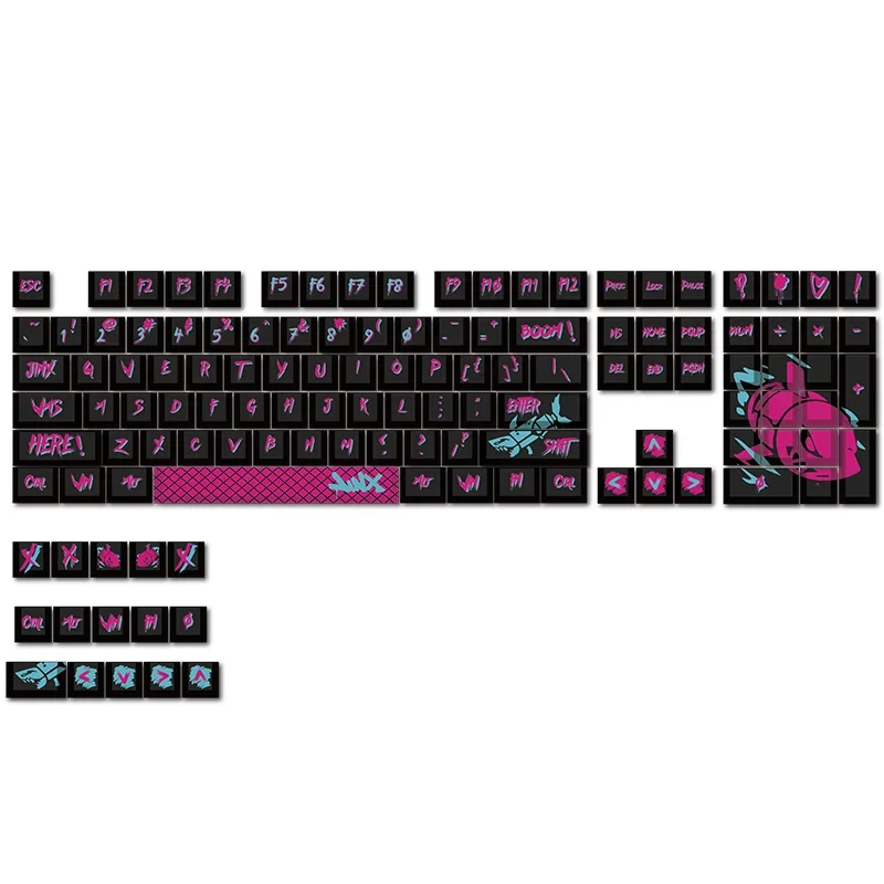 ECHOME Arcane Jinx Theme Keycaps PBT Dye-sublimation Keyboard Cap Cherry Profile Custom Scrawl Key Cap for Mechanical Keyboard