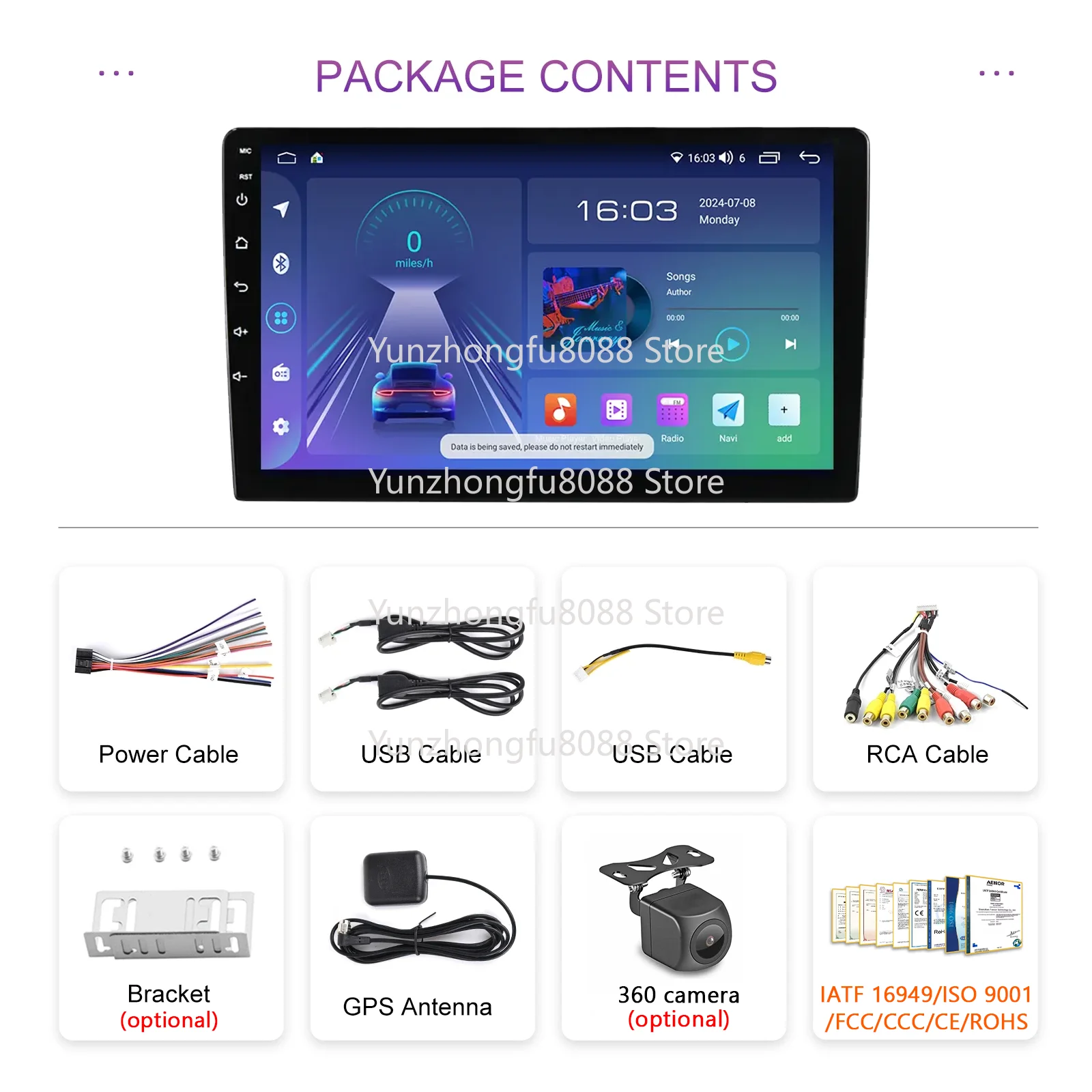 2 Din 9 10 Bluetooth FM Digital Signal Processor Car Multimedia Video DVD Player with USB SD Audio Input Rear View Camera