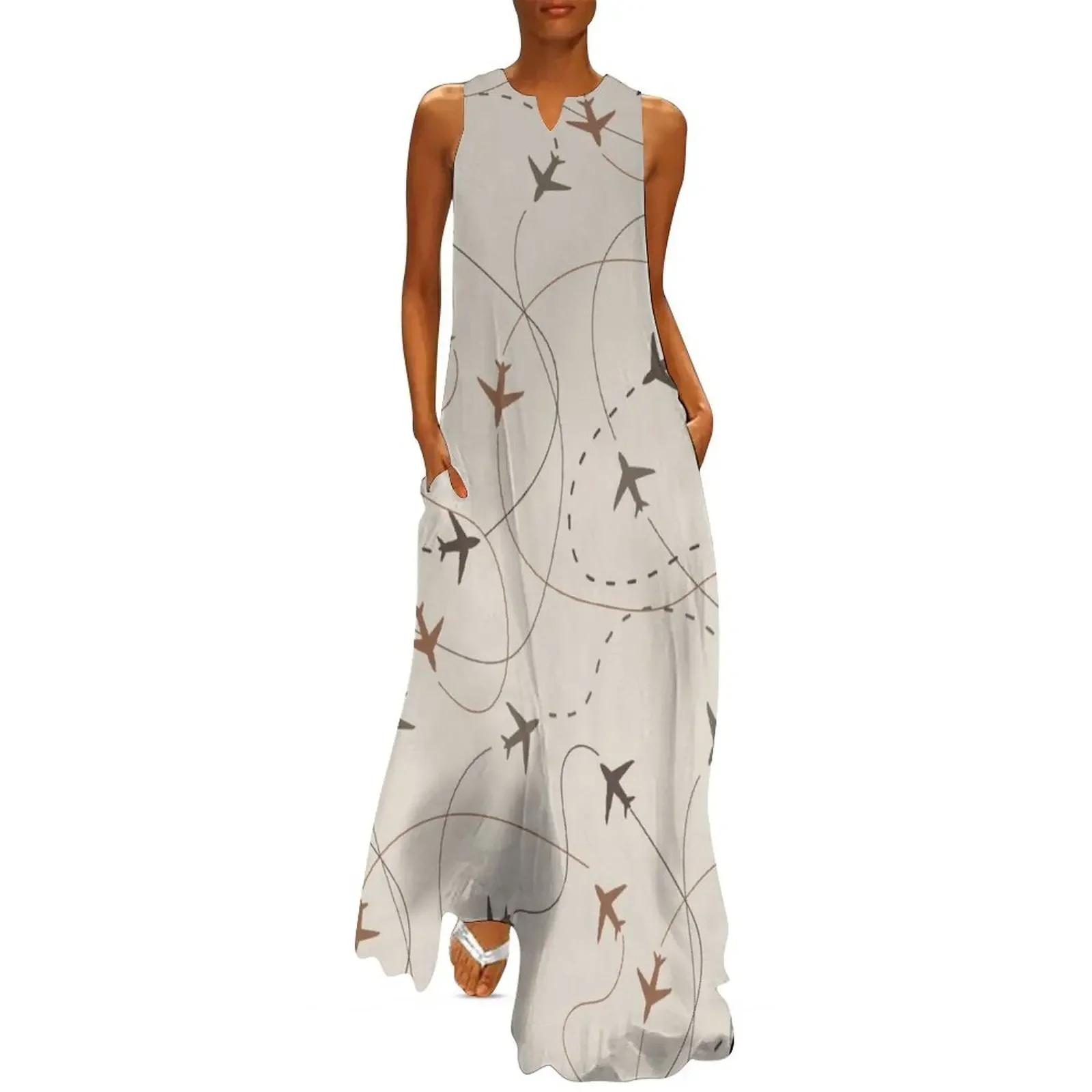 

Busy Airspace - Light Natural Tones Long Dress summer dress woman 2025 Women's summer suit Dress