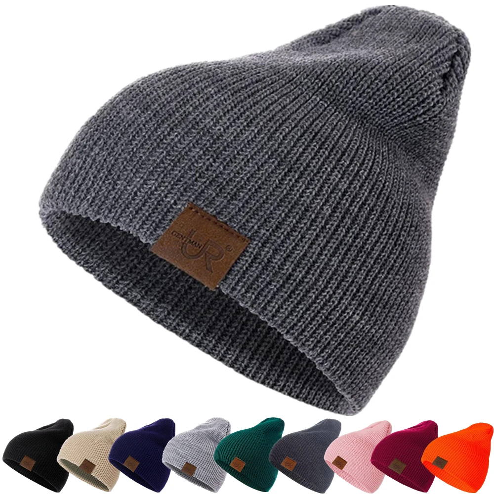 

URGENTMAN Brand Unisex Beanie Hat Casual Winter Hats For Men Women Fashion Knitted Hat Solid Hip-hop Beanie Hat Unisex Cap