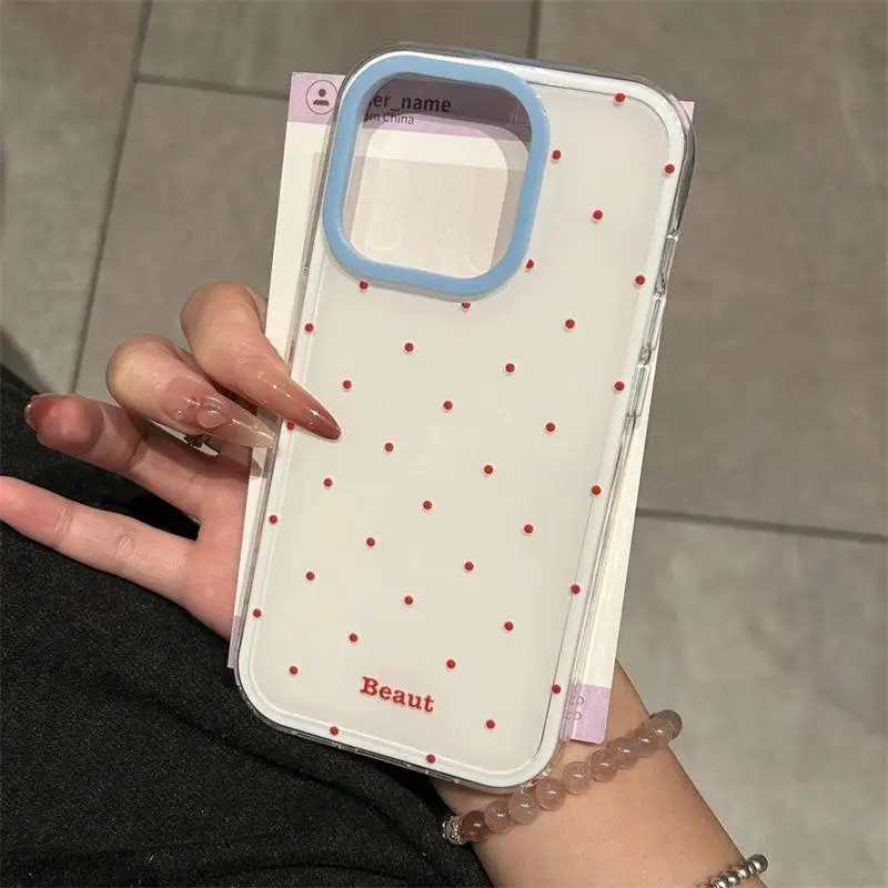 

Double LayerIMDKorean style red polka dot phone case suitable foriPhone 16promax