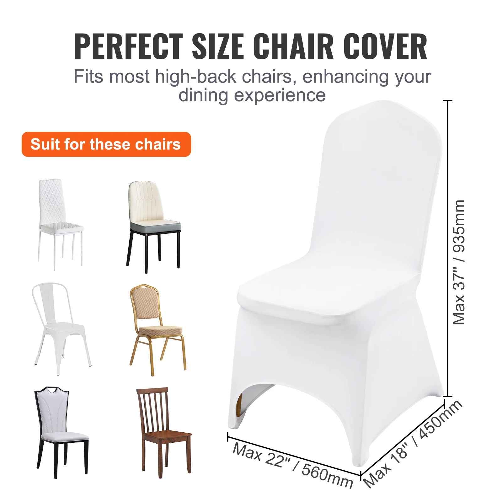 VEVOR-Stretch Spandex Folding Chair Covers, Universal, equipado, em arco Capa Frontal, removível, lavável, Slipcovers protetores, 100pcs