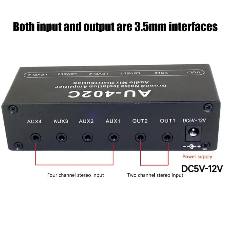 Mixer stereo 4 ingressi 2 uscite Isolamento dal rumore fondo per console computer