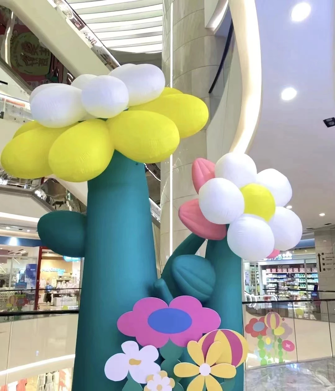 Custom design stage decoration lights up giant inflatable flower balloons