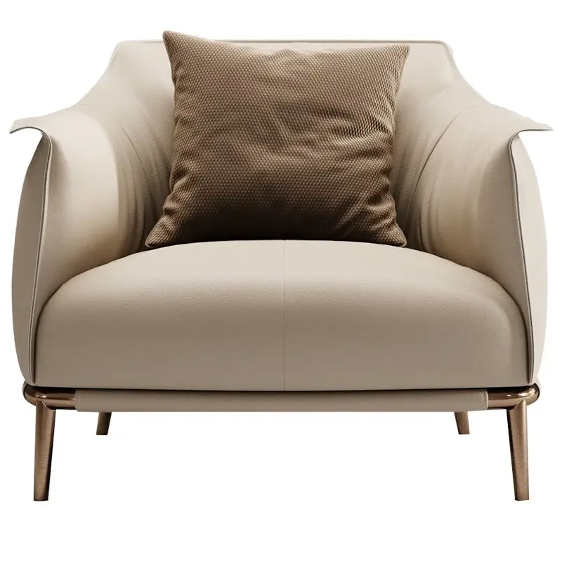 

single sofa, designer minimalist, large flat layer of leisure chair, all leather in the living room, light luxury sofa chair