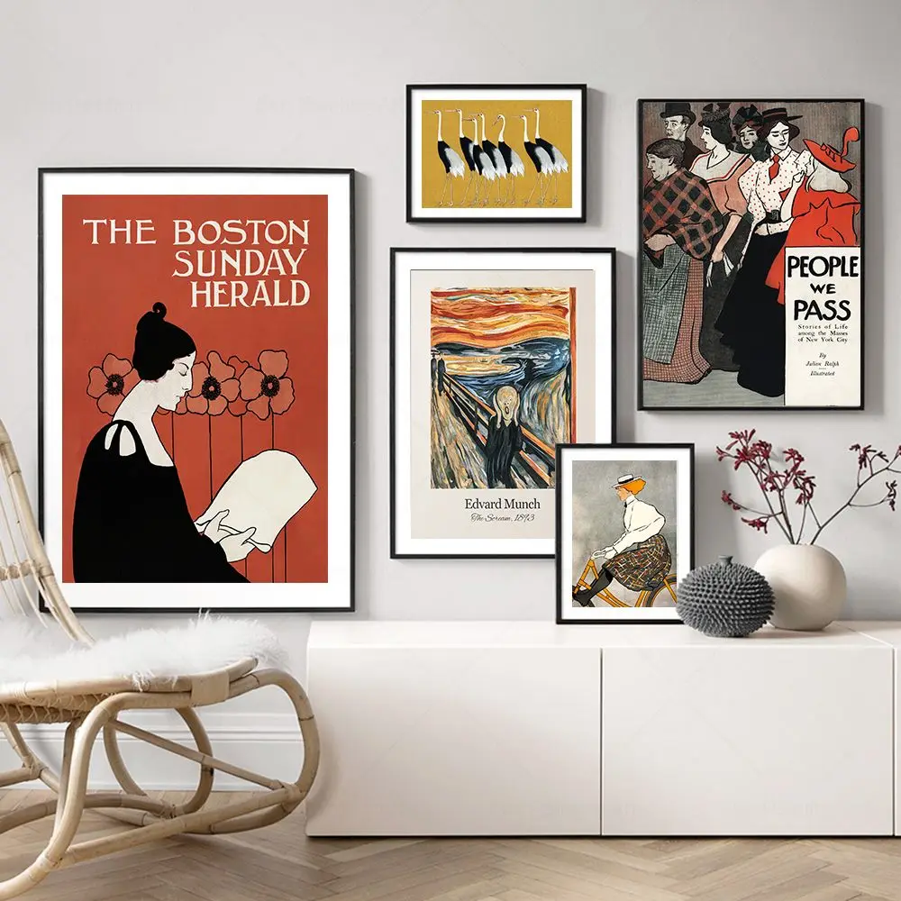 Vintage Advertising Posters The Scream by Edvard Munch Japan Crane Print Canvas Painting Wall Picture For Living Room Home Decor