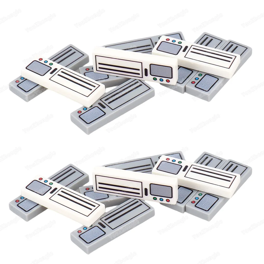Buttons Slots Printed Pattern Building Block 1x3 Tile 63864 Parts MOC Equipment Computer Equipment Scene Matching Model Gift Toy
