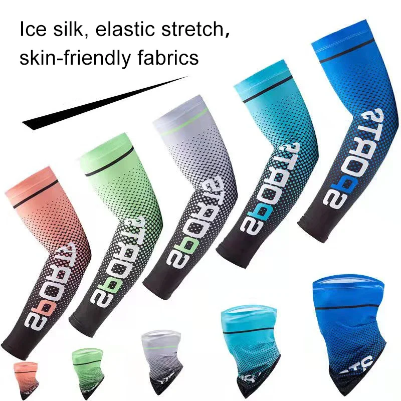 New Ice Silk Sleeve Sunscreen Cuff UV Sun Protection Arm Sleeves  Anti-Slip Men Women Long Gloves Outdoor Cool Sport Cycling