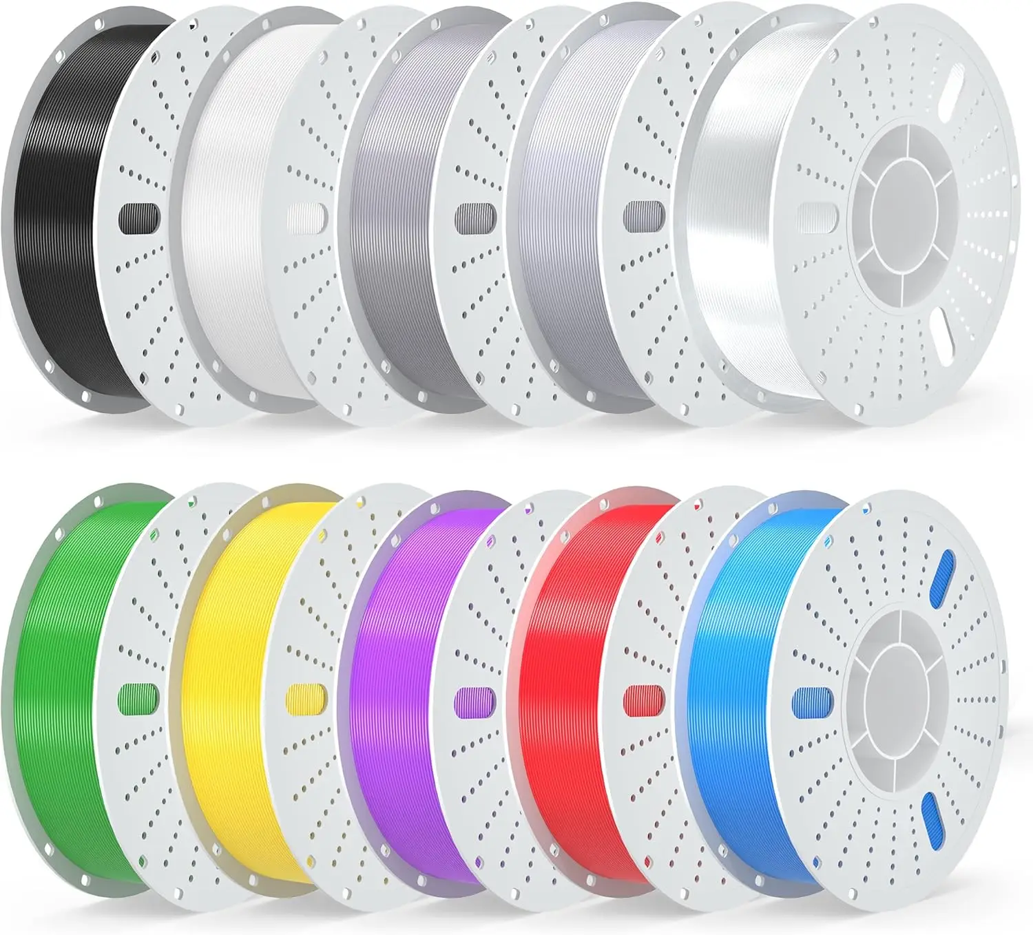 

10KG PETG 3D Printer Filament 1.75mm, Multicolor Strong PETG Filament, Suitable for Most FDM 3D Printers, 10 Colors Black+White+