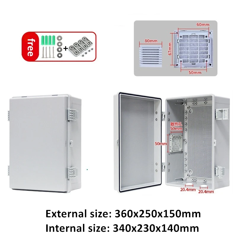 Elektrische meterbedieningskast Geventileerde kunststof verdeelkast Regendichte warmteafvoergaten Monitoring Junction Box