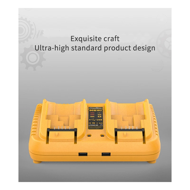 DCB102 Replacement For Dewalt Battery Charger Station Dual USB Port Battery Charger For Dewalt 12V/20V Battery