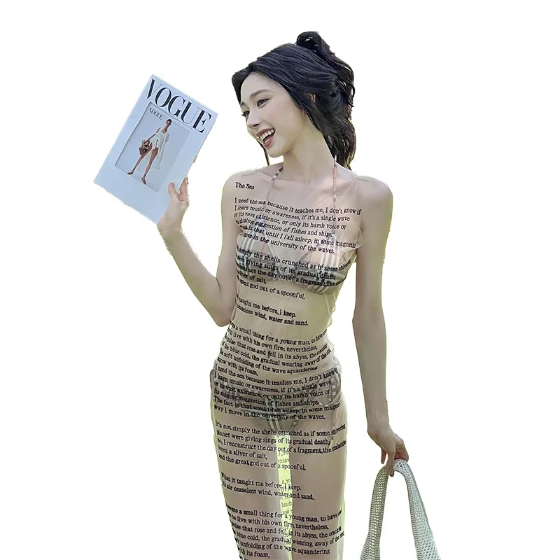 2025 Summer New Women's Fashion Sexy Spice Girls Perspective Printing Long Dress