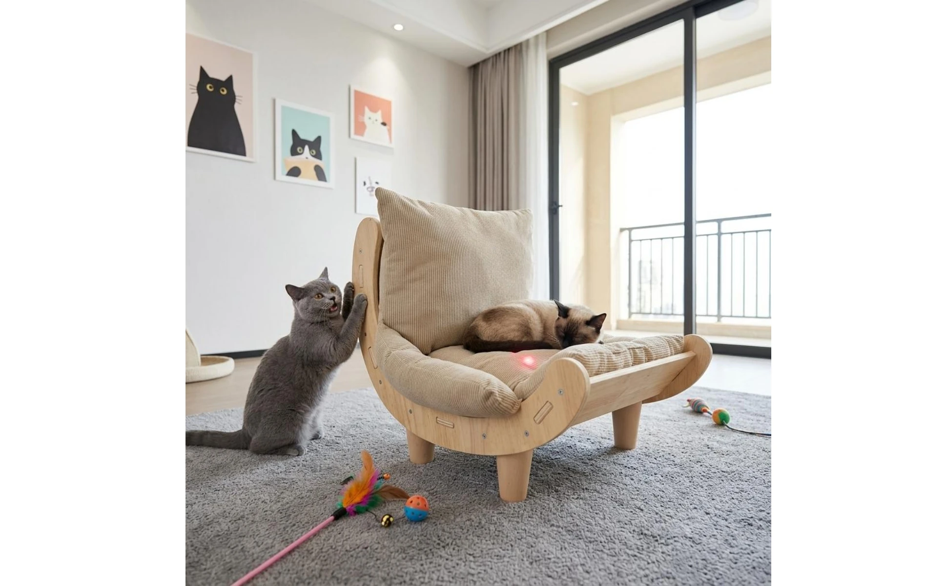 Feline Scratcher Bed 2-in-1 Sisal Feline Lounger Pet Furniture Corrugated Cardboard Long-Lasting