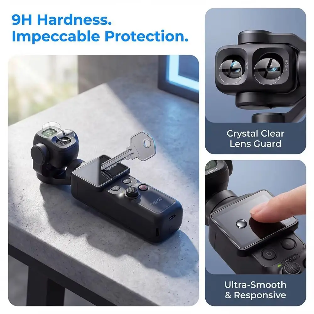 Tempered Glass Screen Protector Explosion Proof HD Lens Films Ultra-Clear Anti Scratch Protective Films for DJI Osmo Pocket 4P