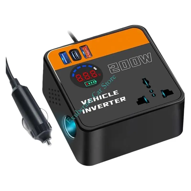 conversor-energia-para-veiculos-200-w-com-2-portas-usb-e-tipo-c-para-carregamento-rapido-saida-12-v-24-v-a-110-v-220