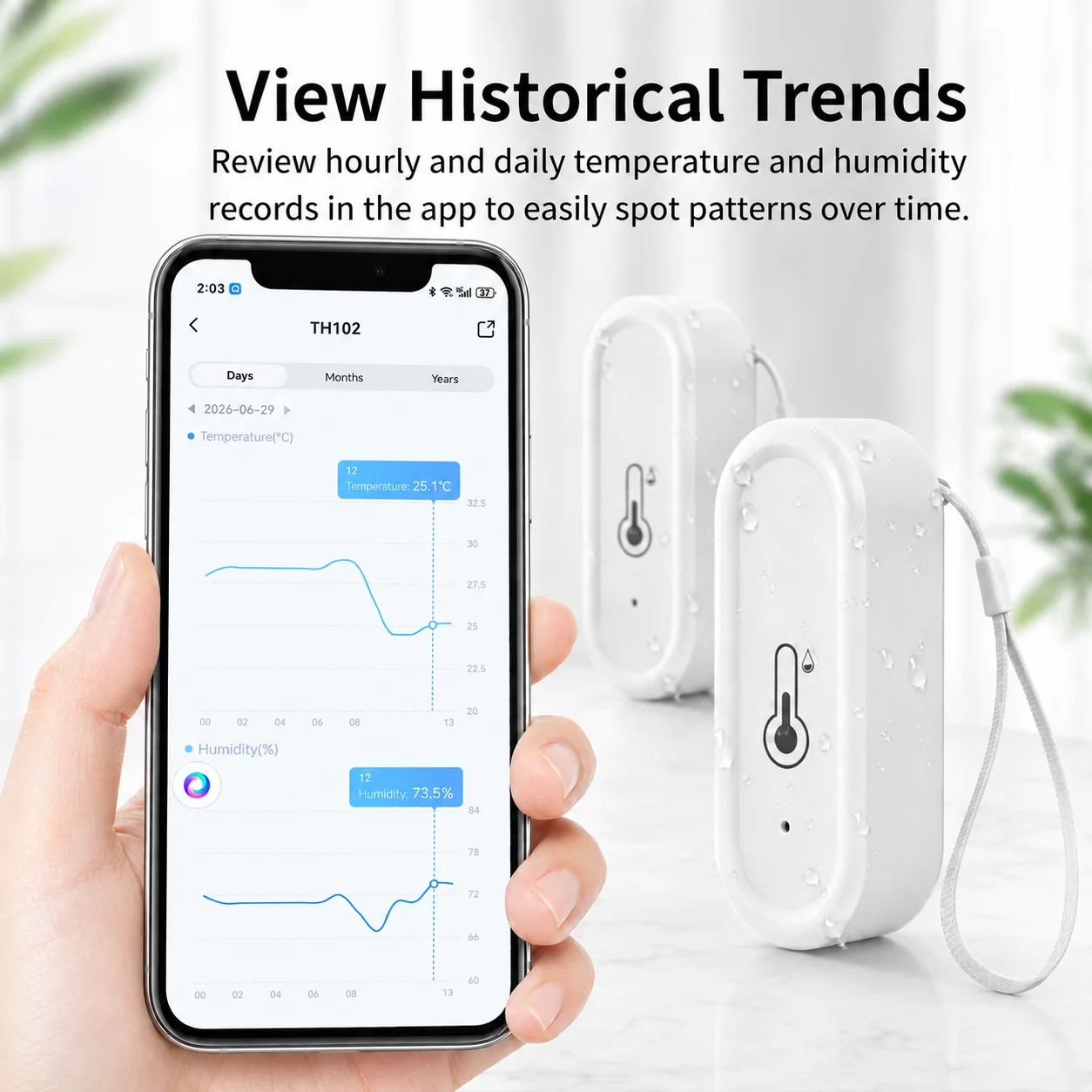 Image of IP65 Wasserdichter Temperatur- und Feuchtigkeitssensor Tuya WiFi Außensensor APP Fernüberwachung Kompatibel mit Google Home Smart Life
