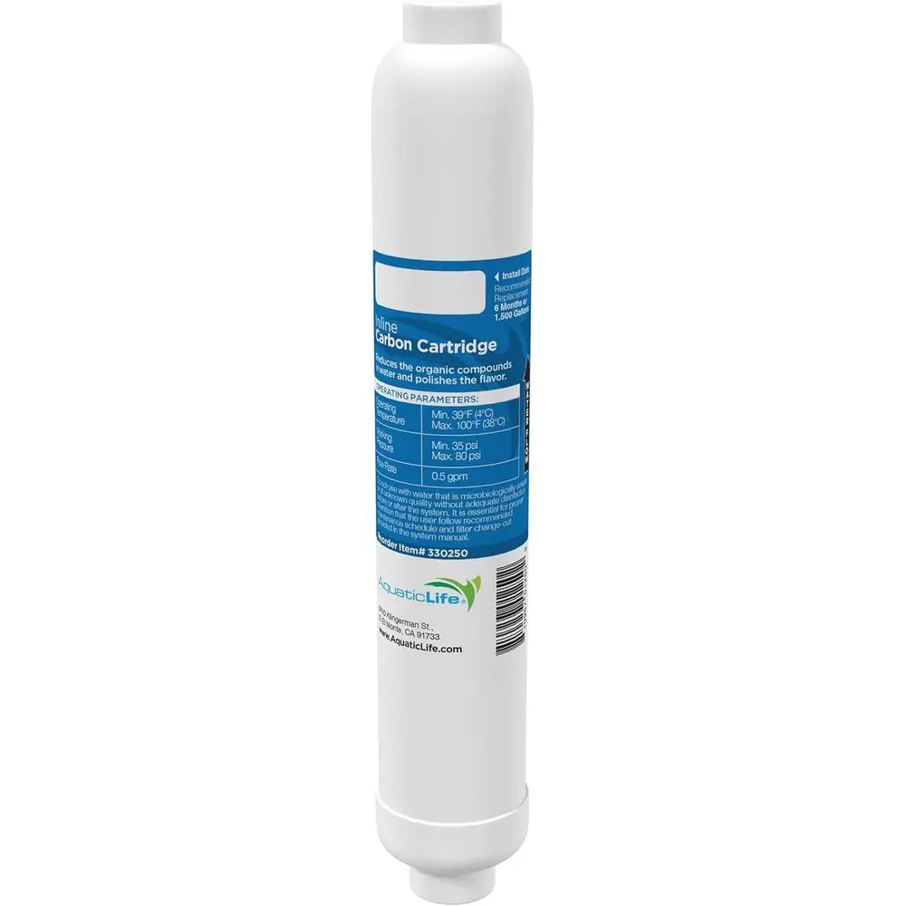 Aquarium Inline Carbon Filter Replacement Cartridge or RO System and Tank Kit