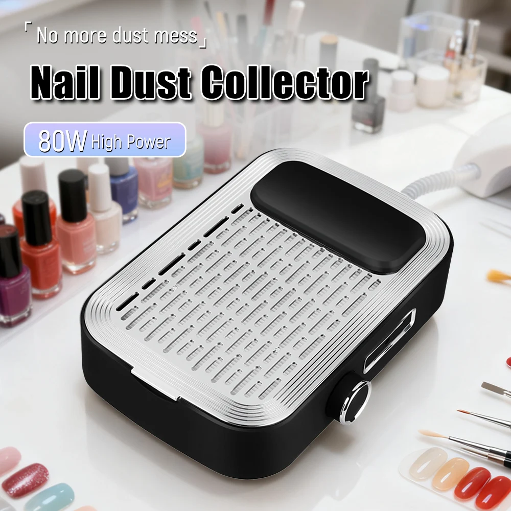 

Professional Nail Vacuum Cleaner Rechargeable Strong Suction Nail Dust Remover 80W with Removable Filter Speed Adjustable