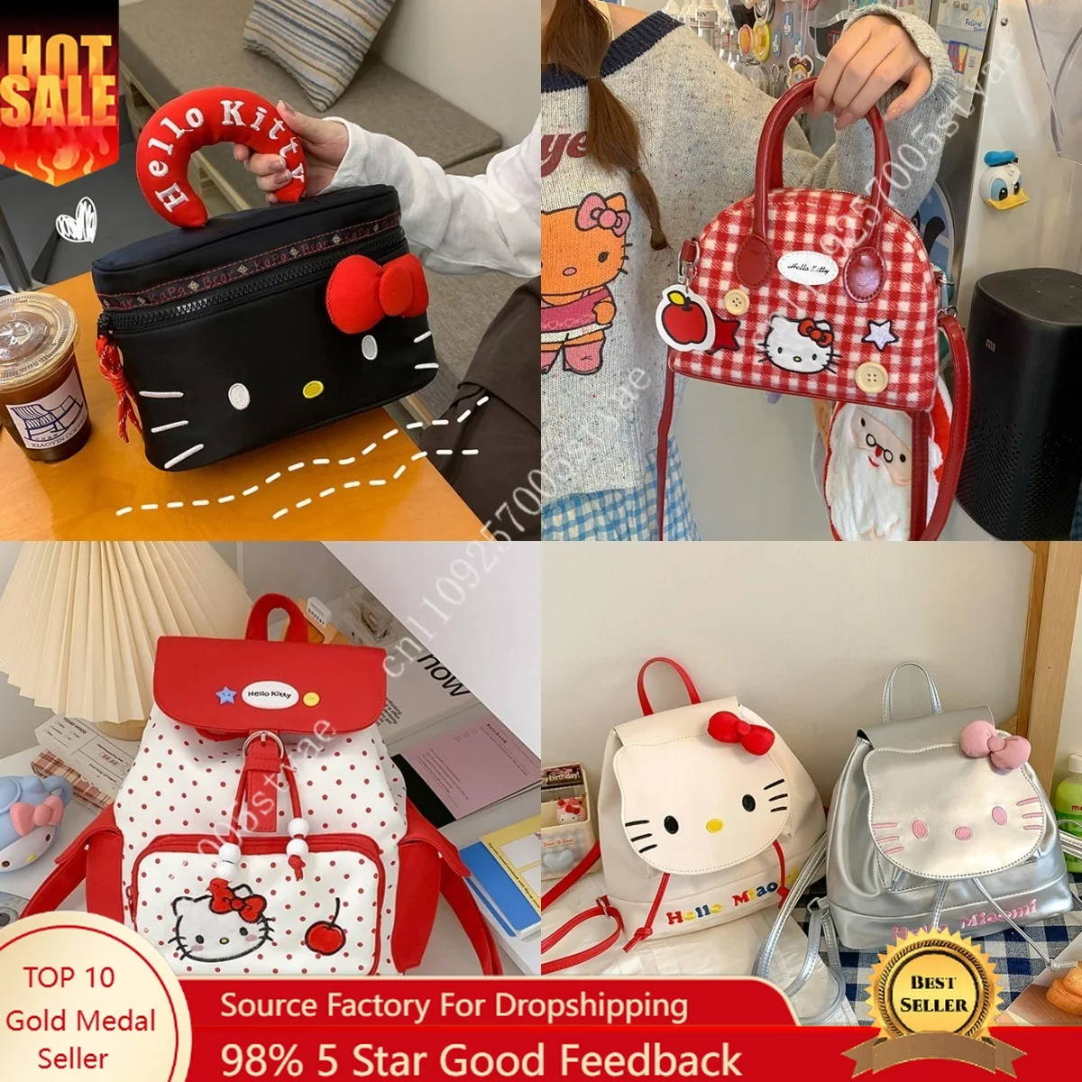 

Симпатичная мультяшная сумочка Hello Kitty, стильный новый маленький рюкзак, вместительная очаровательная женская сумка для хранения вещей.