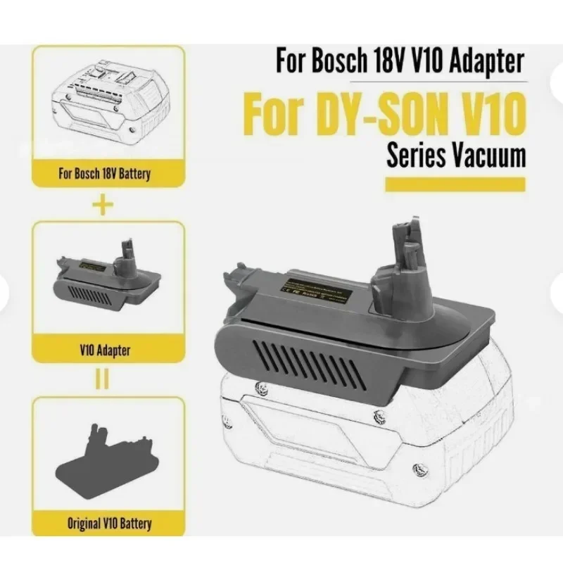 BOS18V10 Battery Adapter Convert To for Dyson V10 Battery for Bosch 18V Lithium Battery, for V10 Series Cordless Vacuum Cleaners