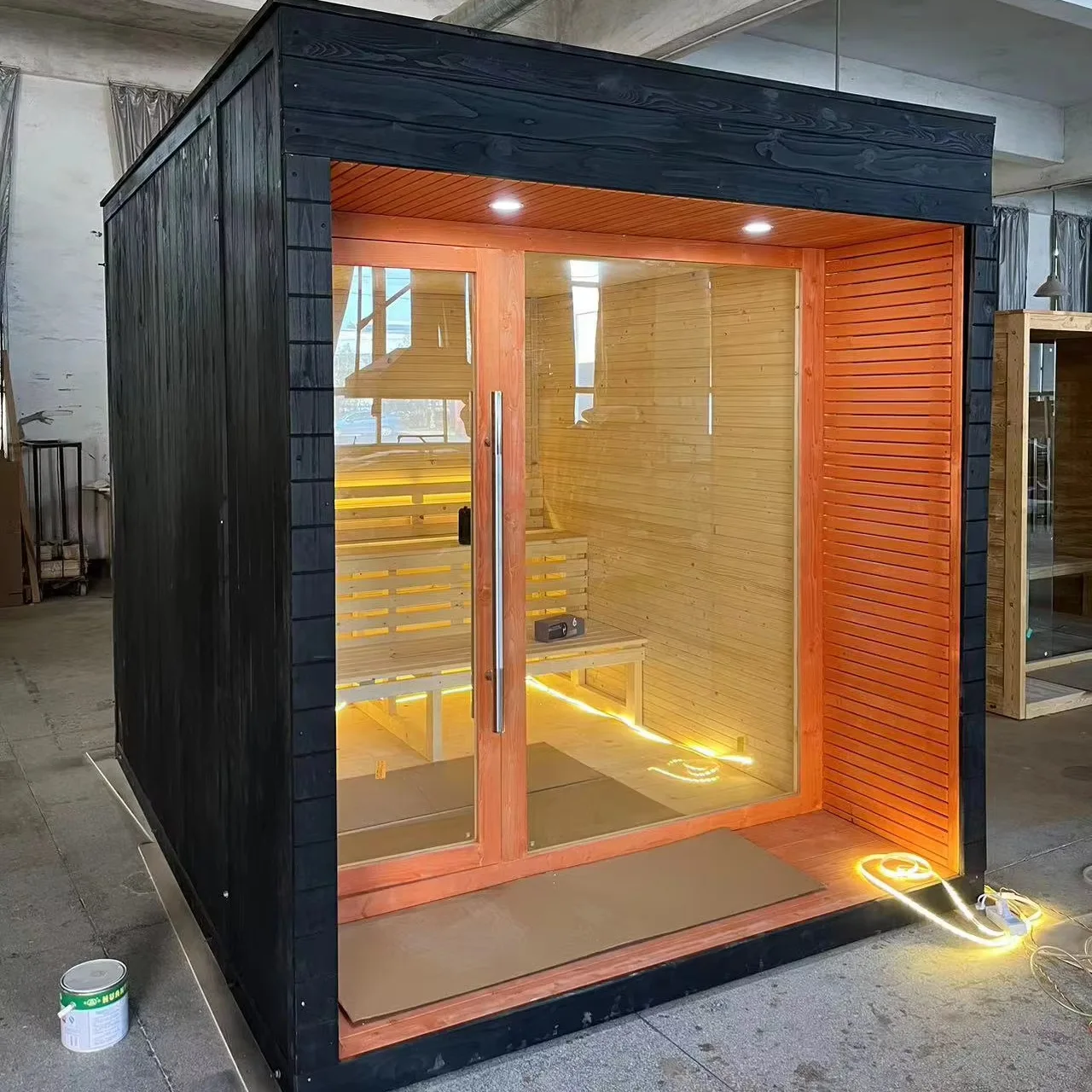 Canada Red Cedar Plaza 6-8 person outdoor sauna manufacturer Cube Smart Sauna