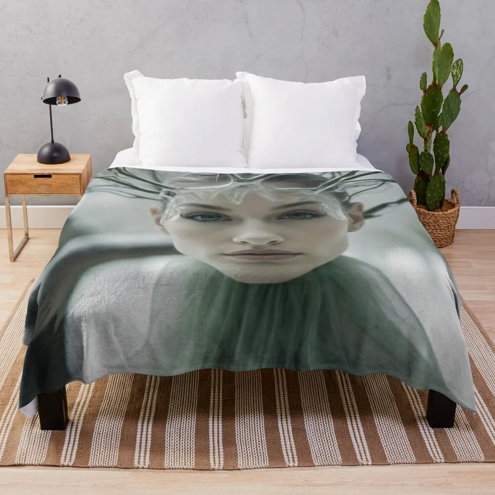 

Portrait of the Queen of Frost Throw Blanket Flannel Fabric wednesday Blankets