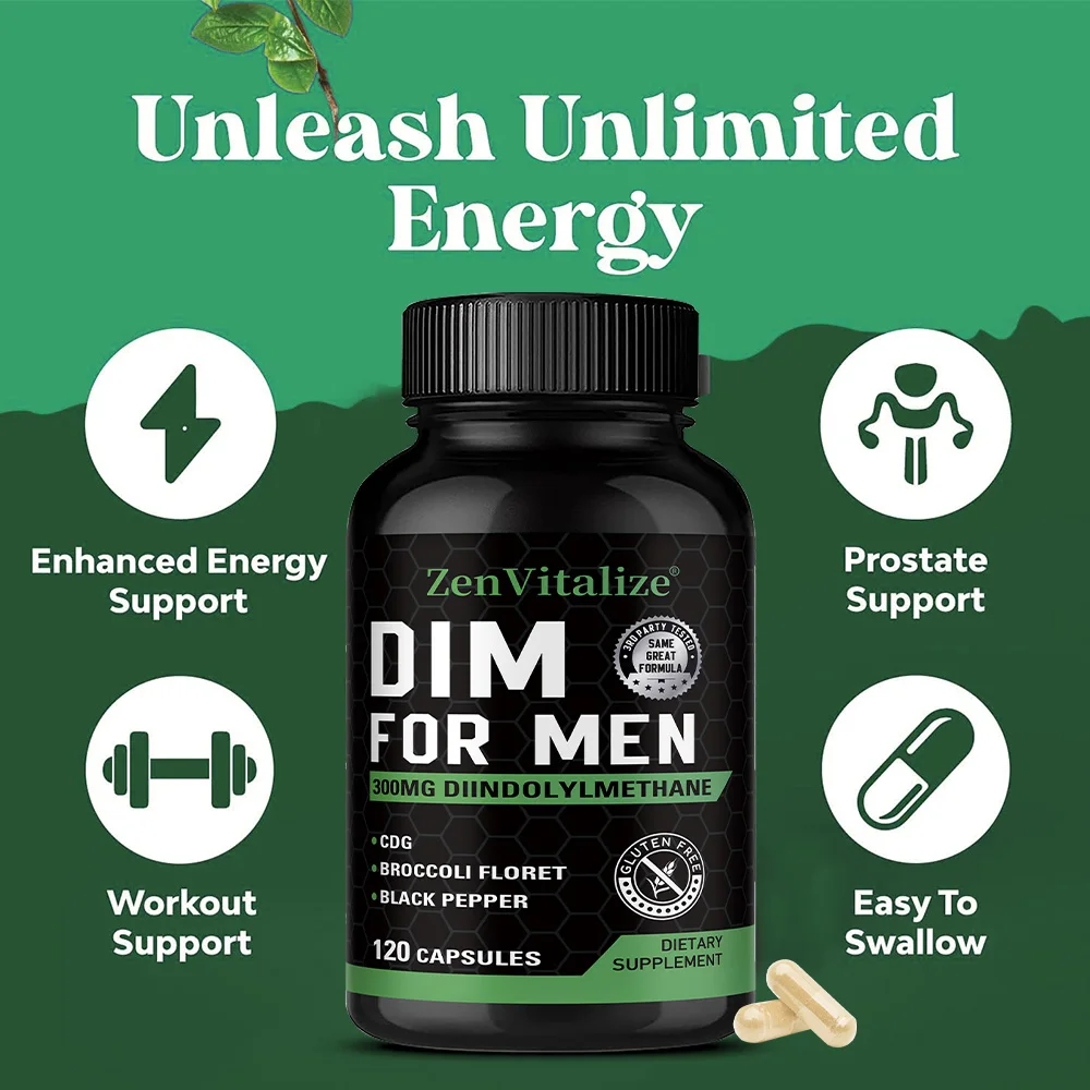 Suplemento DIM de 300mg - Apoia a desintoxicação, aumenta o metabolismo, alivia o estresse e melhora o desempenho atlético