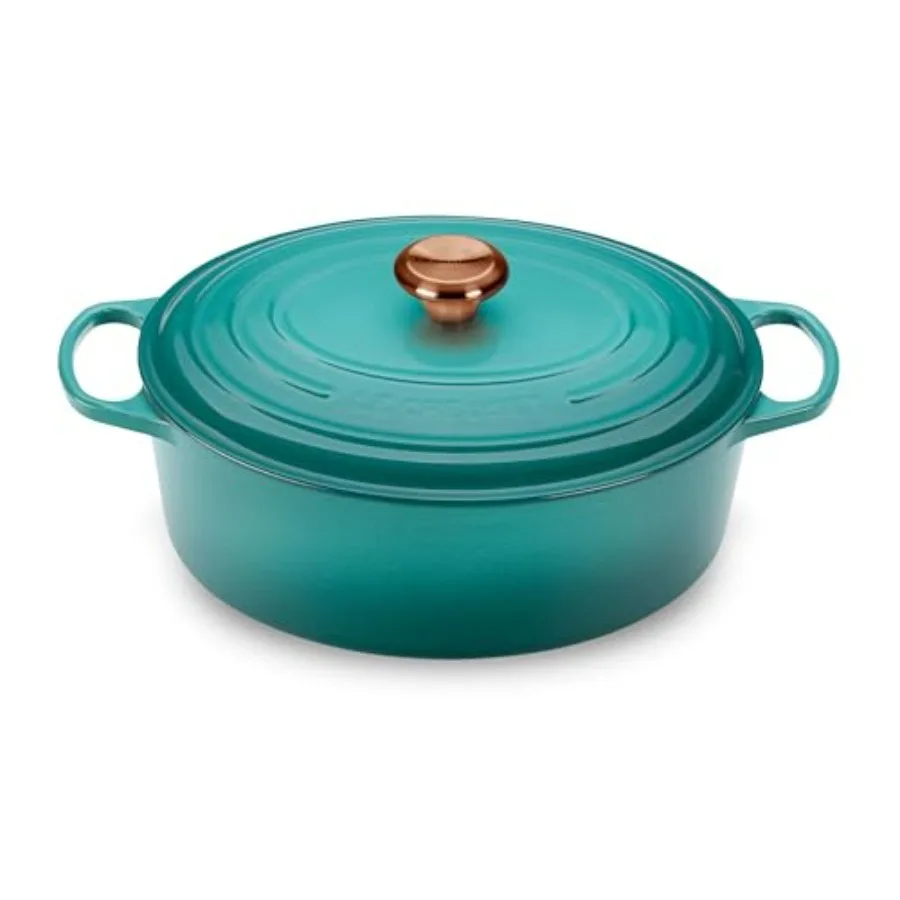 

Signature 8quart Oval Oven with Copper Knob Enameled Cast Iron Caribbean