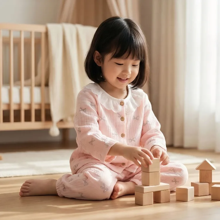 2026 Frühling Sommer Herbst Mädchen Mode Pyjama-Sets Elegante Spitze Weiche Bequeme Langarm Hauskleidung Set Kinder Schlafanzüge – Detail 12