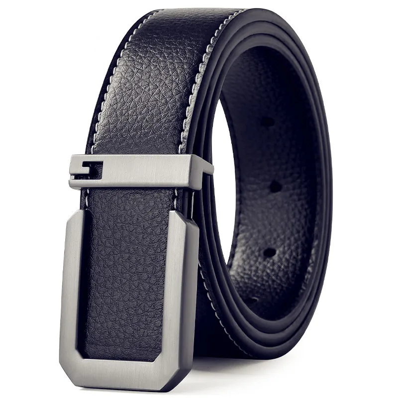 3,3 cm breiter, modischer Freizeitgürtel mit glatter Silberschnalle, Designer-Herrengürtel von hoher Qualität, Unisex-Passform, perfekt für Jeans und Arbeitskleidung. – Detail 7