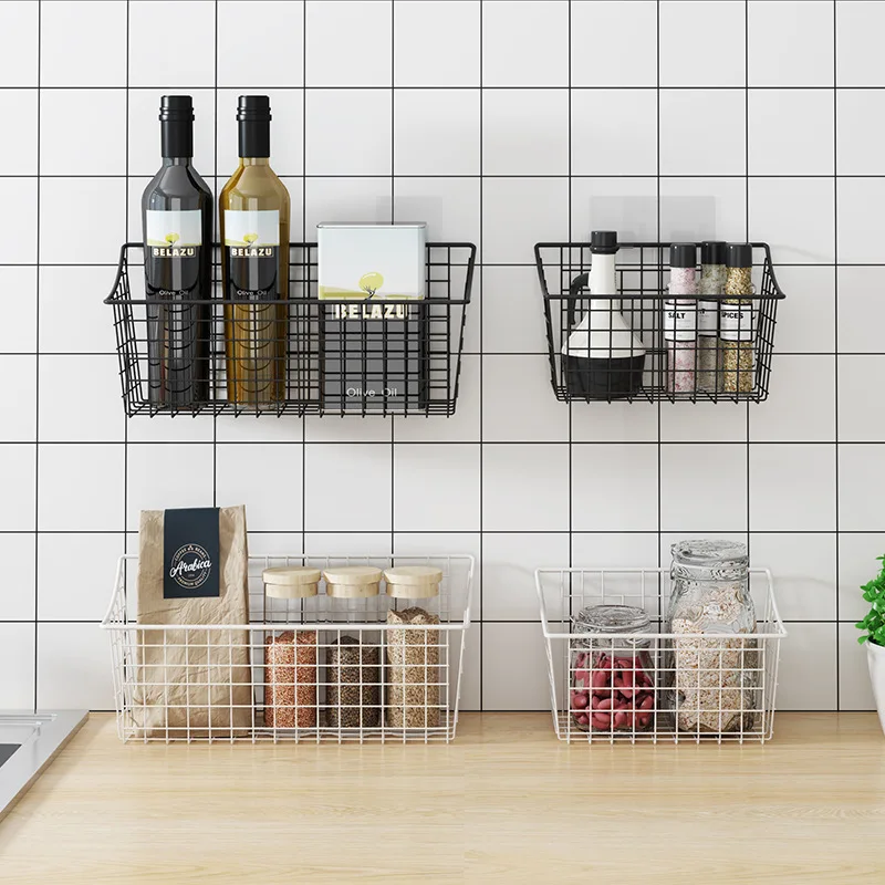 

Kitchen shelf, wall mounted non perforated multi-functional storage rack, household condiment rack, Bathroom Storage Basket