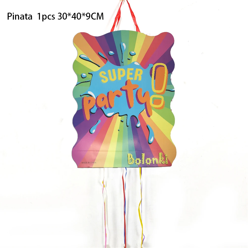 1pcs/lot Super Party Time Pinatas Birthday Party Deco Rainbow Color Piñata Decoration Boys Girls Kids Favors DIY Pinata