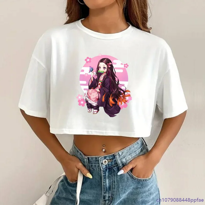 Cute Kamado Nezuko Printed T-Shirt Women's Casual Anime Short T-Shirt Summer Fashion Women's T-Shirt