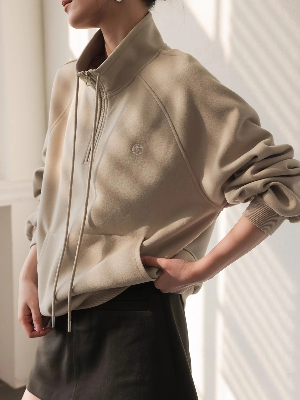 

Autumn Winter New Loose Casual Tops Women's Long Sleeve Half Zipper Drawstring Sweatshirt Fashion Office Lady Versatile Top