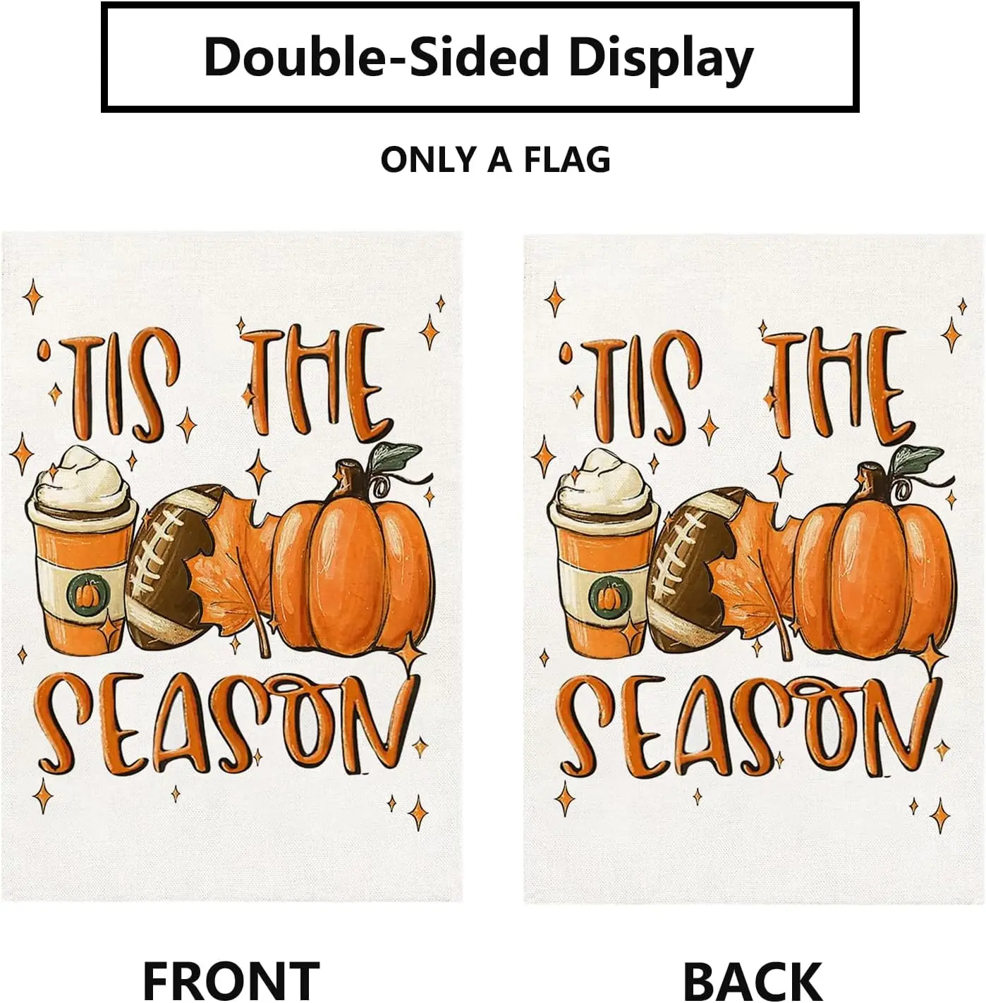 Fall Garden Flag Tis The Season 12×18 Inch Double Sided Foootball Pumpkin Burlap Flag Outside Vertical Spice Latte Holiday