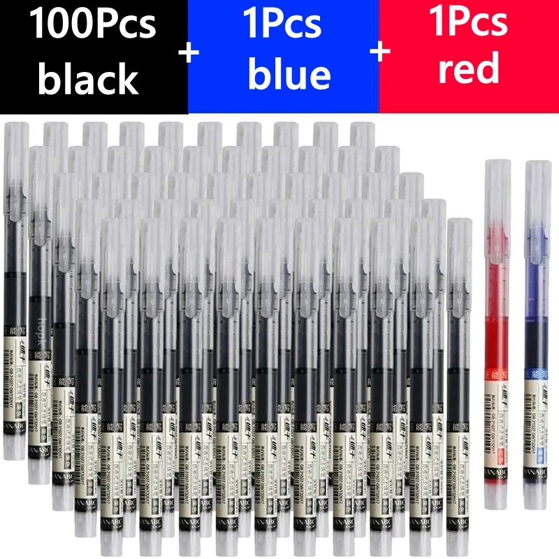 

3-100 шт. прямая жидкая шариковая ручка, гелевая ручка для подписи, 0,5 мм, черные, синие чернила, школьная офисная шариковая ручка, школьные канцелярские принадлежности, письменные принадлежности