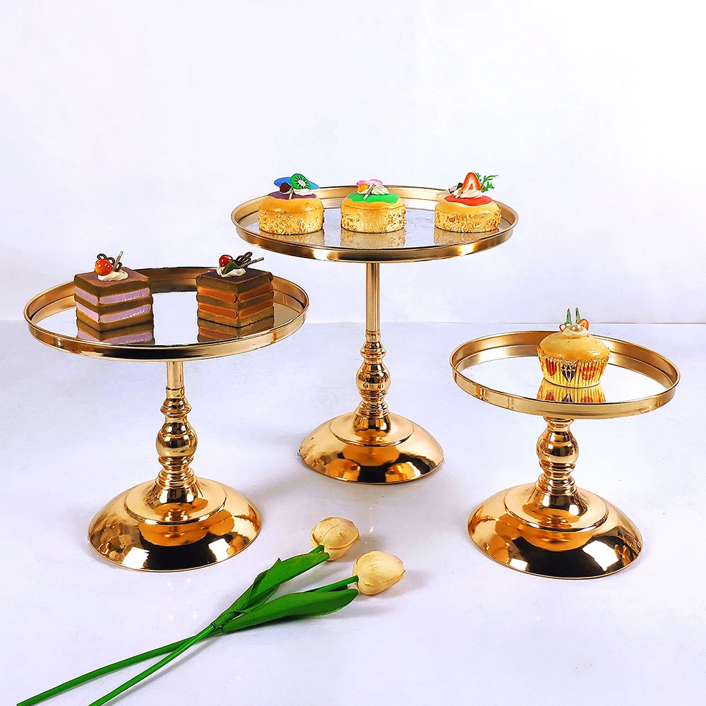 1pc Gold Silver Antique Metal Round Cake Stand Set Wedding Birthday Party Dessert Cupcake Pedestal Display Plate Home Decor