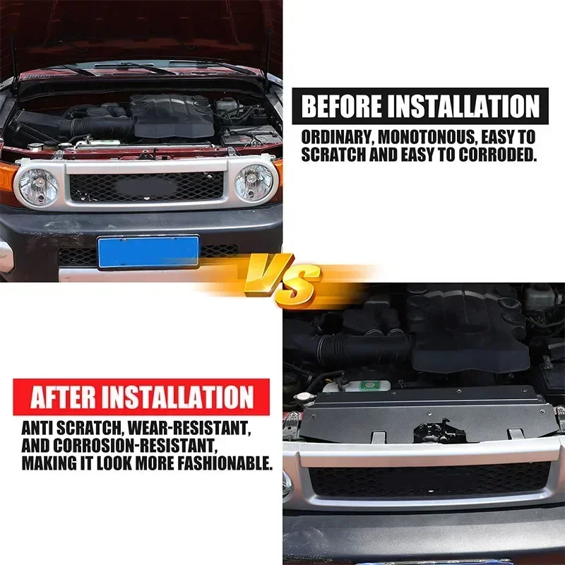 Aluminum alloy For Toyota FJ Cruiser 2007-2021 Car Engine Compartment Lock Dust Cover Radiator Cooling Plate sticker accessories