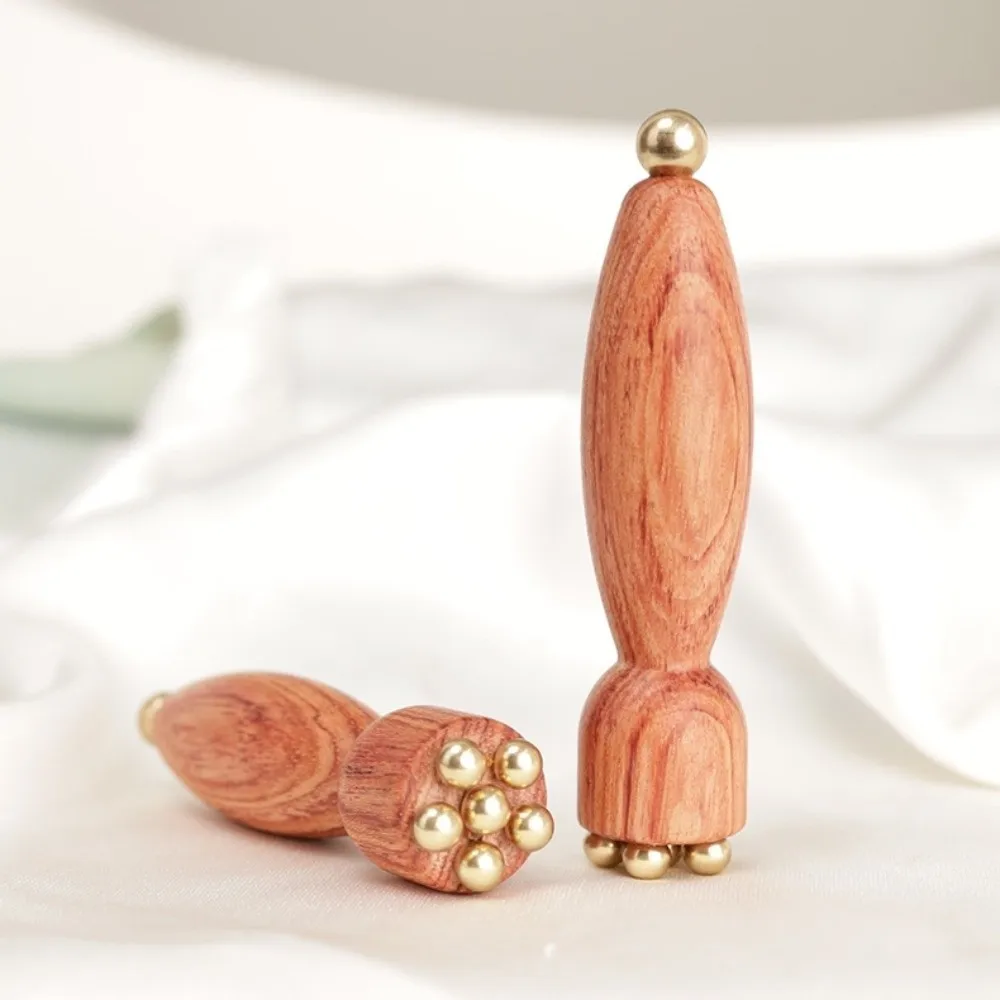 Five Beads Design Sandalwood Lotus Seedpod Massager Face Lifting and Tightening Reduce Puffiness Eye Massage Stick Rosewood